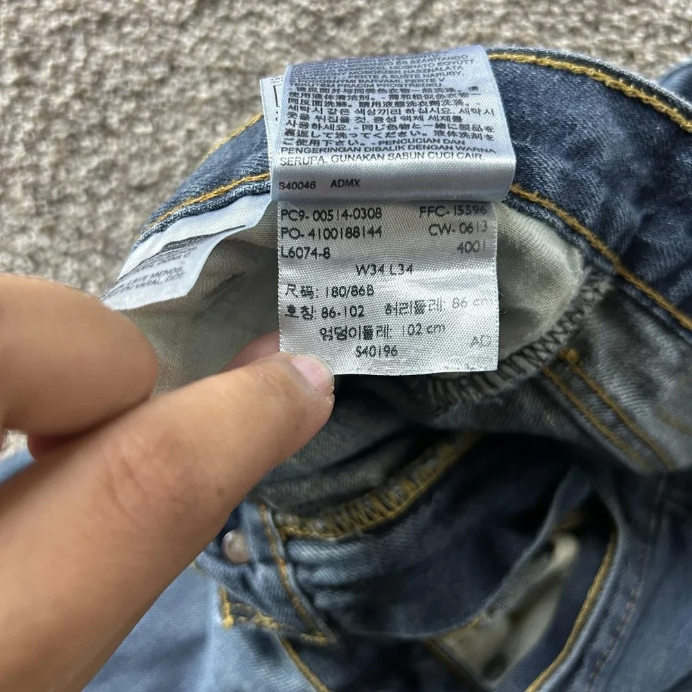 Levis 514 Jeans Mens 34x34 Medium Wash Blue Denim Regular Straight Cotton
